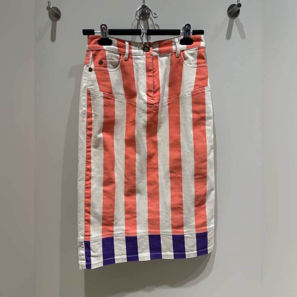 House of holland denim stripe midi skirt